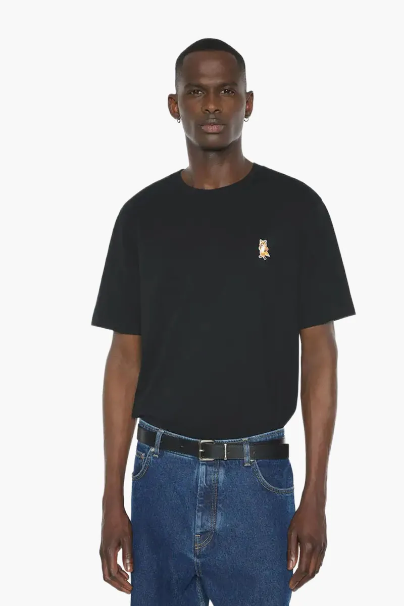 MAISON KITSUNE Men Standing Fox Comfort T-Shirt in Black Cotton 1