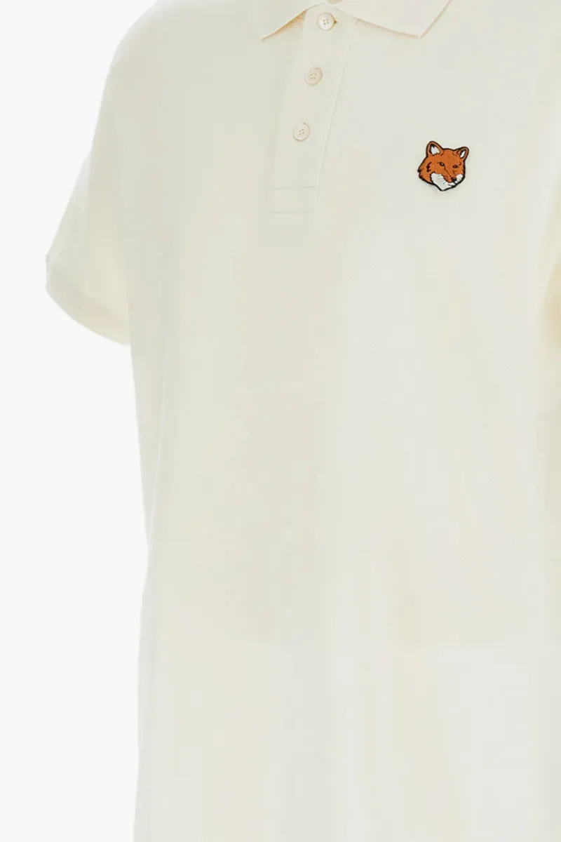 MAISON KITSUNE Men Fox Head Regular Polo Shirt in Noble Beige Cotton 2