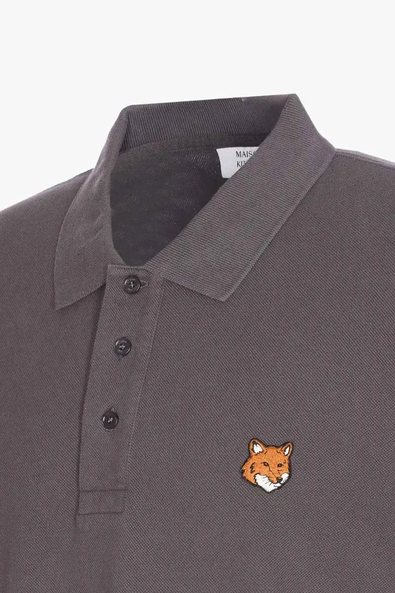 MAISON KITSUNE Men Fox Head Regular Polo Shirt in Charcoal Cotton 2