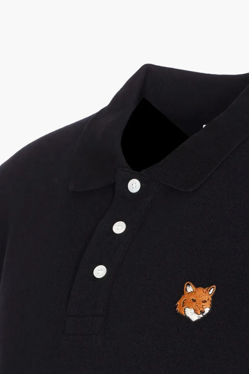 MAISON KITSUNE Men Fox Head Regular Polo Shirt in Black Cotton 2