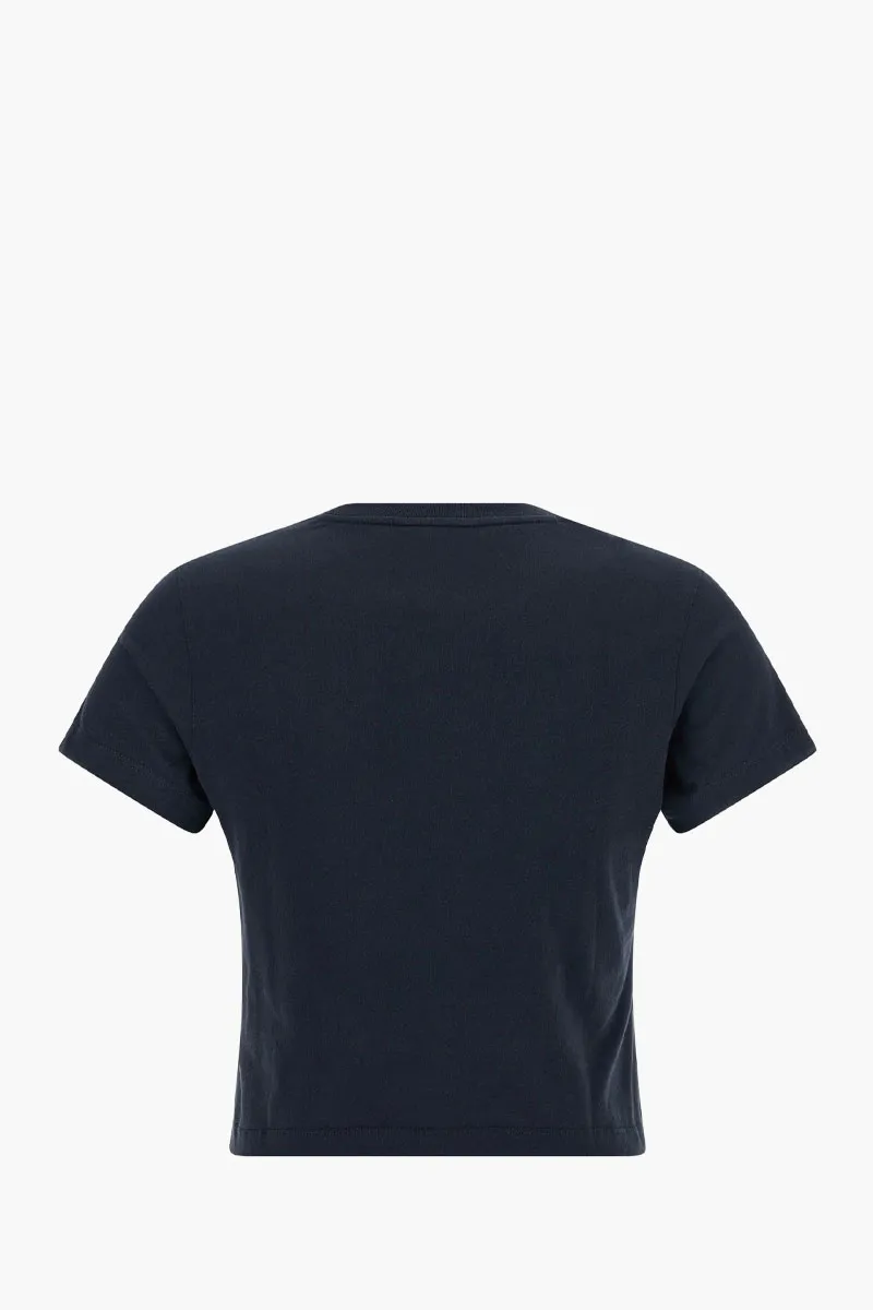 MAISON KITSUNE Women Standing Fox Cropped T-Shirt in Navy Cotton 2