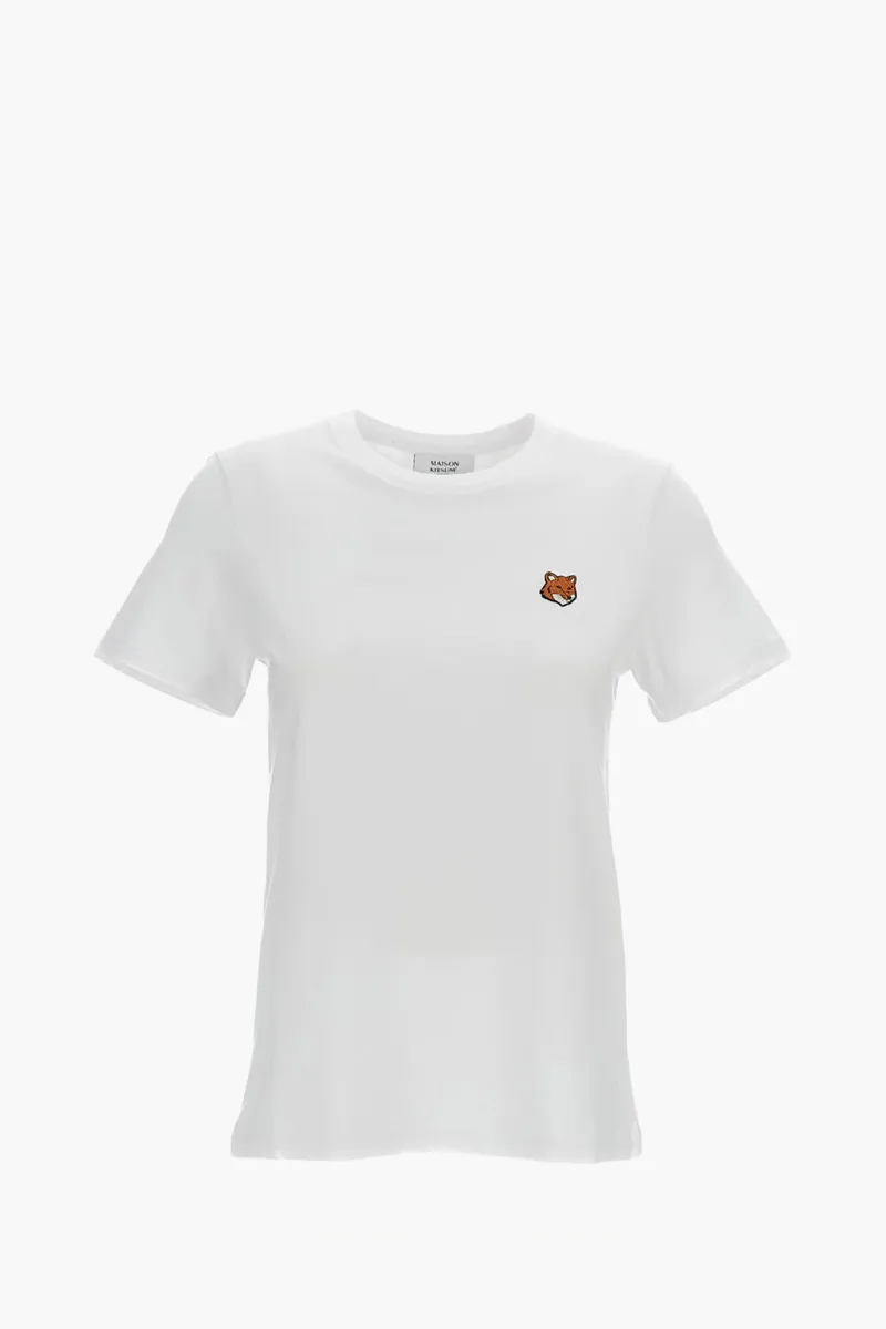 MAISON KITSUNE Women Fox Head Regular T-Shirt in White Cotton Jersey 0