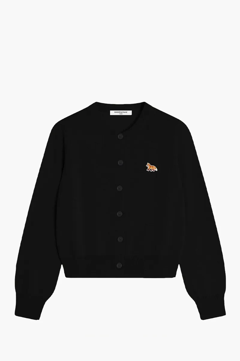 MAISON KITSUNE Women Baby Fox Patch Cardigan in Black Wool 0