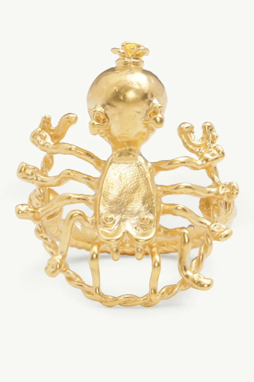 CHRISTIAN DIOR Mille Fleurs De Dior Ring in Gold Metal with Spider Motif 3