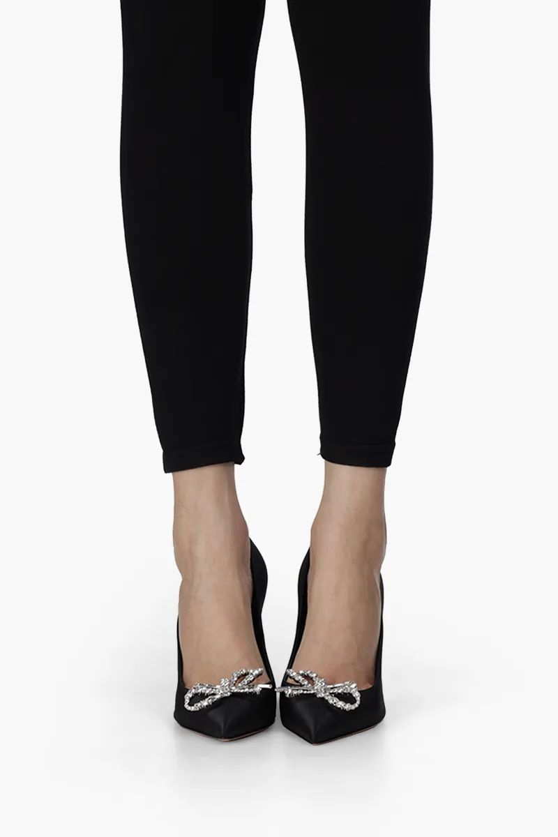 AMINA MUADDI Women Rosie Pumps 95mm in Black Satin with Crystal Bow 4