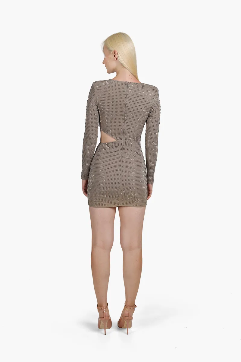 SELF-PORTRAIT Women Hot Fix Mini Dress in Grey 1