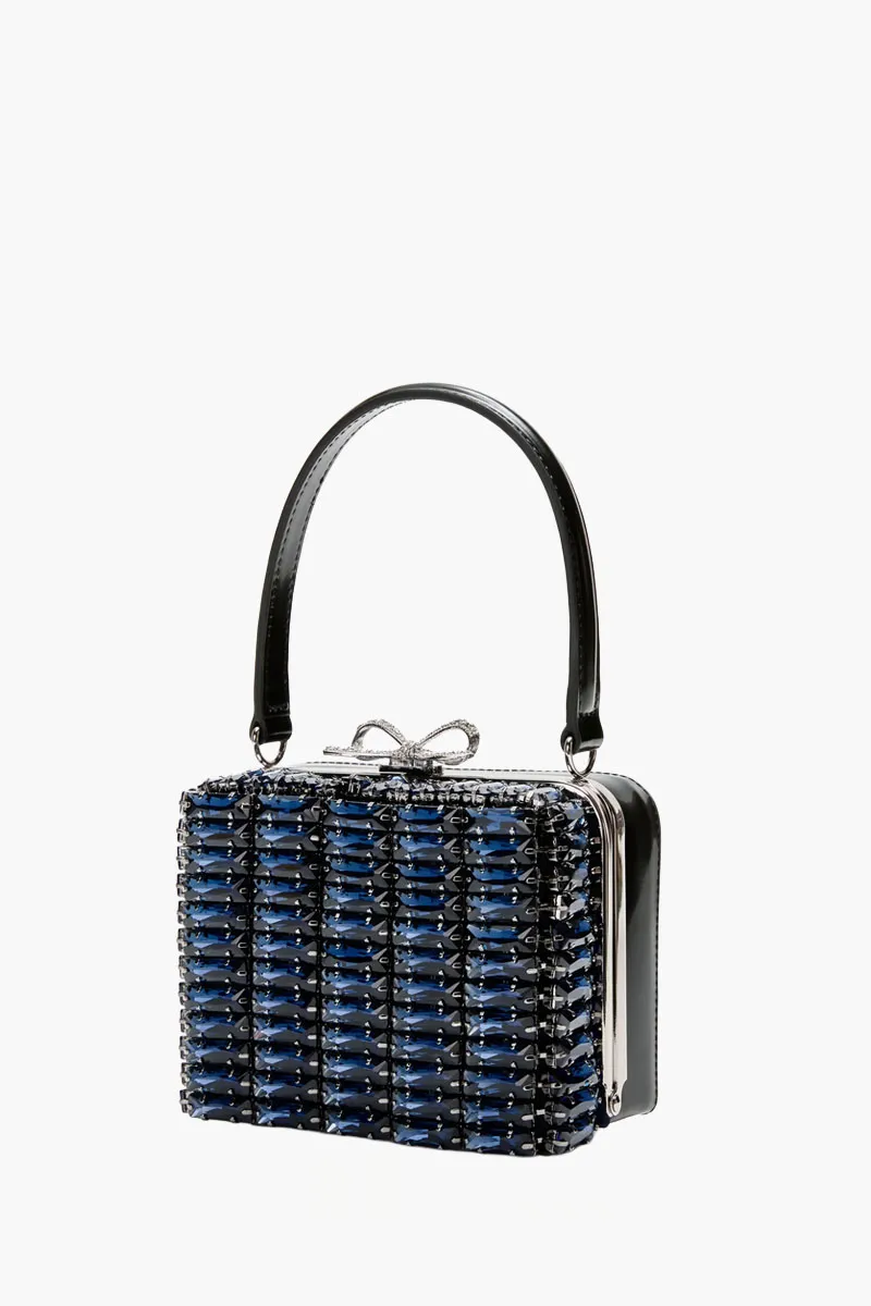 SELF-PORTRAIT Crystal Bow Micro Bag in Navy with Navy Crystal 1
