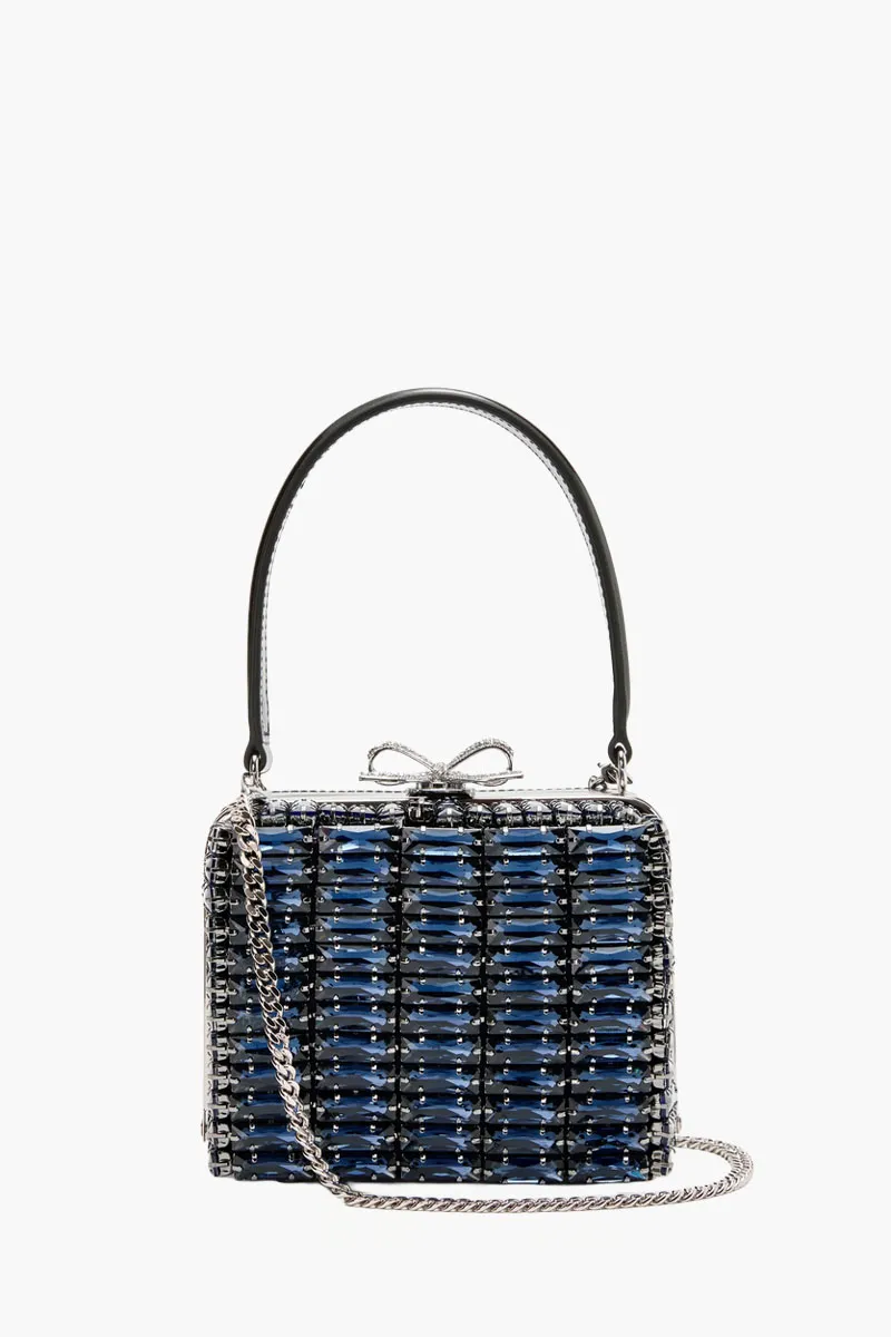 SELF-PORTRAIT Crystal Bow Micro Bag in Navy with Navy Crystal 3