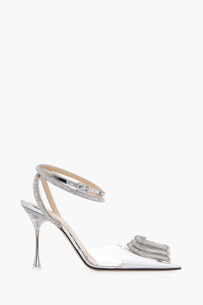 MACH & MACH Women Triple Heart Ankle Strap PVC Pumps 100mm in Clear 0