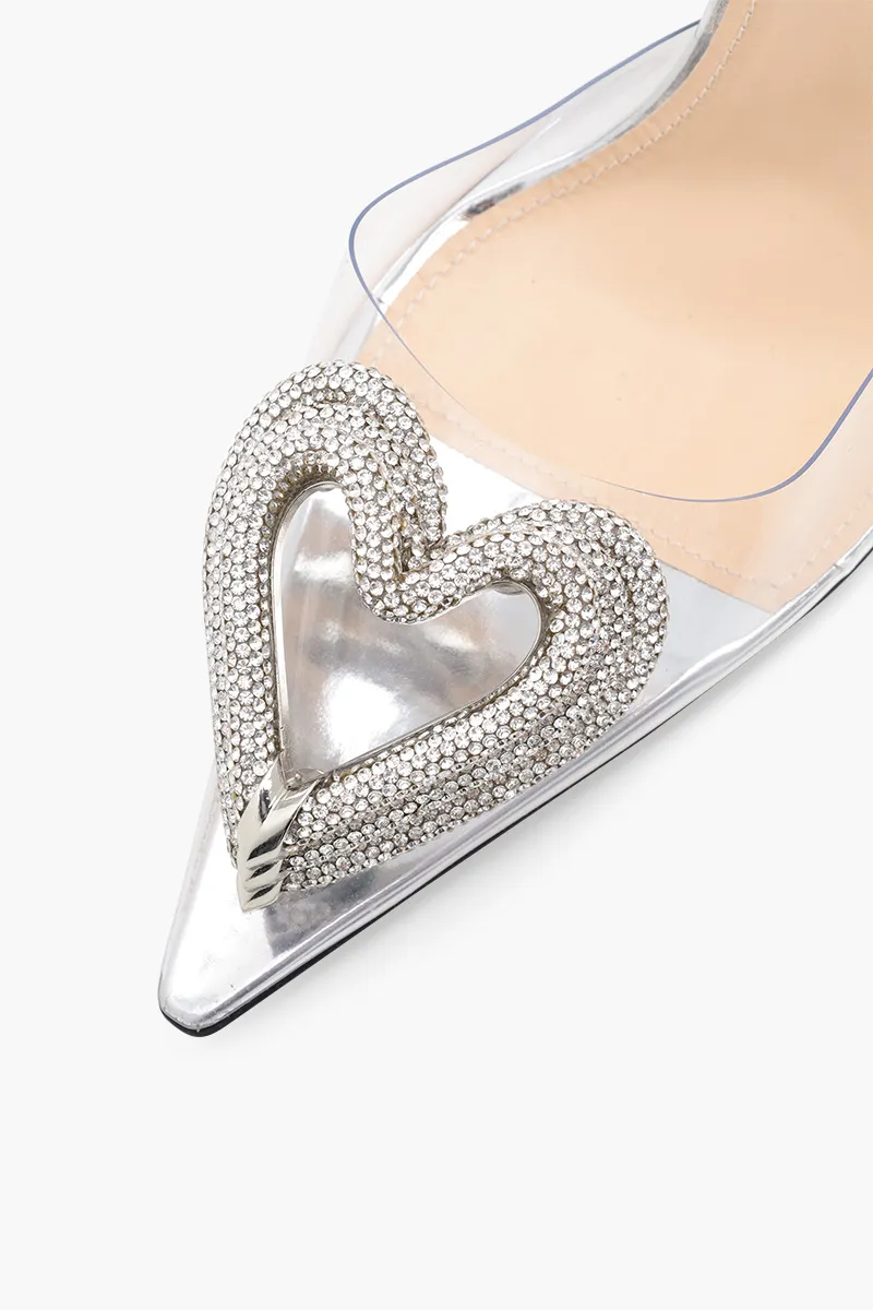 MACH & MACH Women Triple Heart Ankle Strap PVC Pumps 100mm in Clear 4