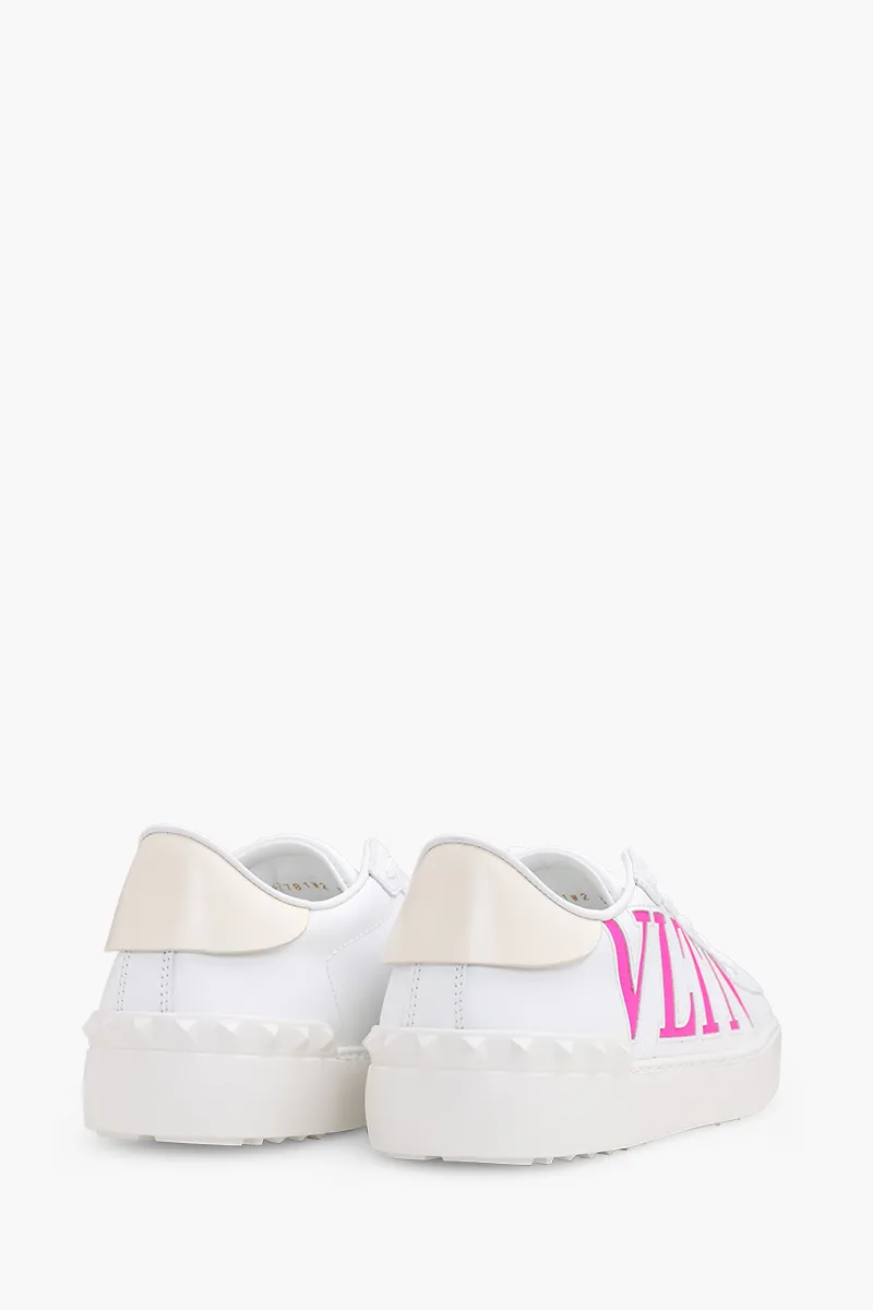 VALENTINO Women VLTN Open Sneakers in White/Neon Pink 2