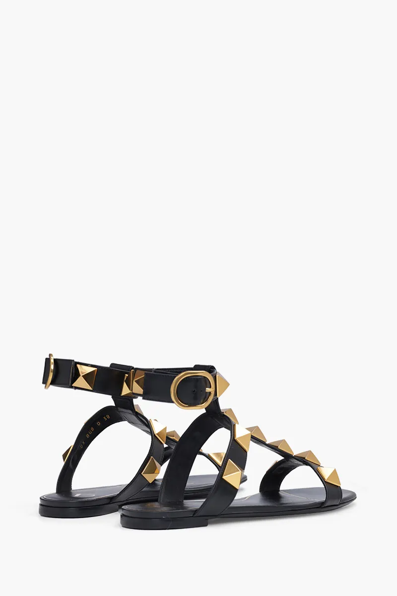 VALENTINO Roman Stud Ankle Strap Sandals in Black 2