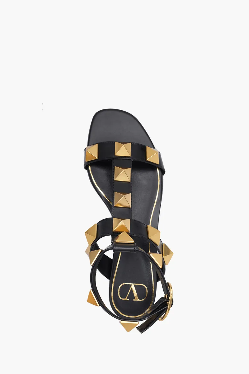 VALENTINO Roman Stud Ankle Strap Sandals in Black 3