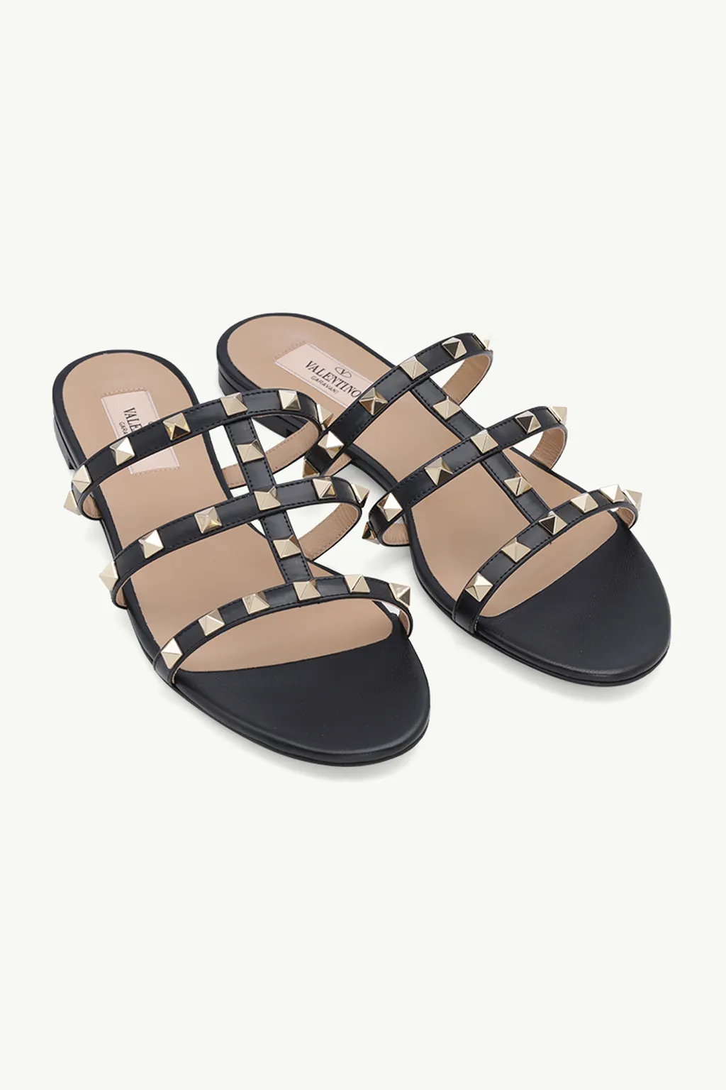 VALENTINO Rockstud Strappy Slides in Black 1