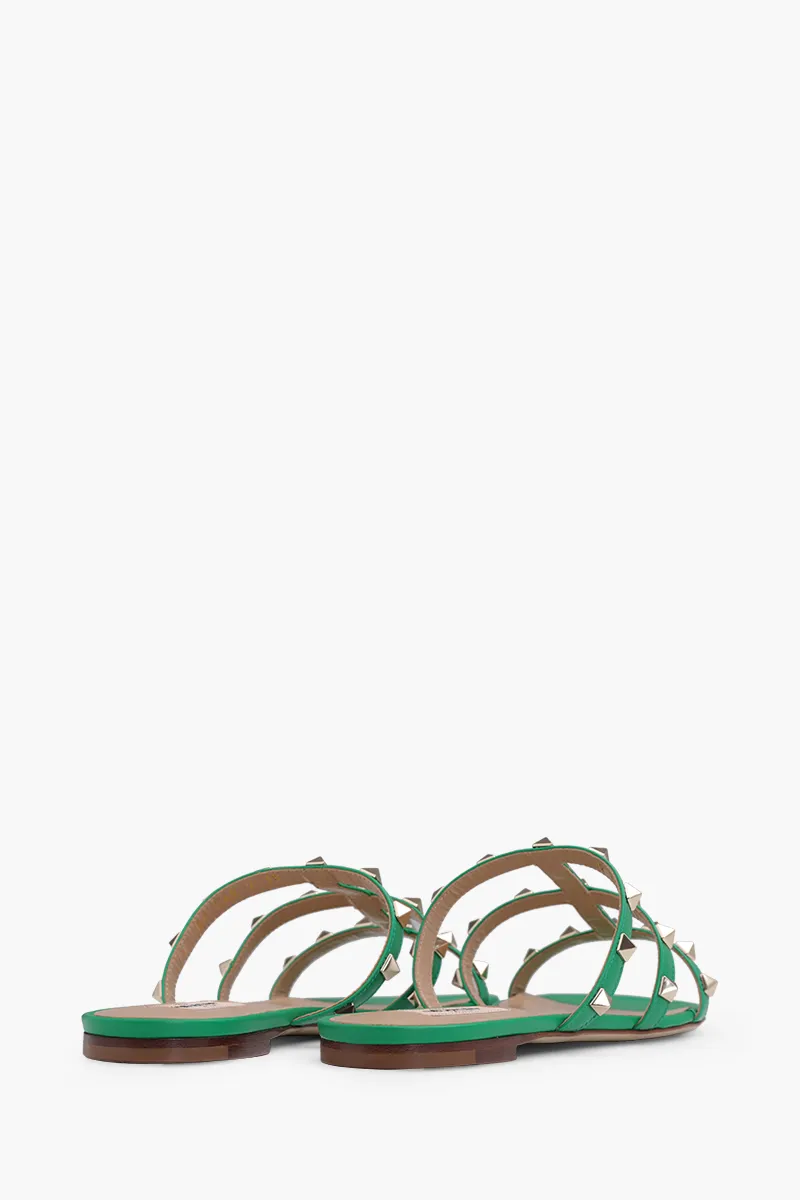 VALENTINO Rockstud Strappy Slides in Green 2