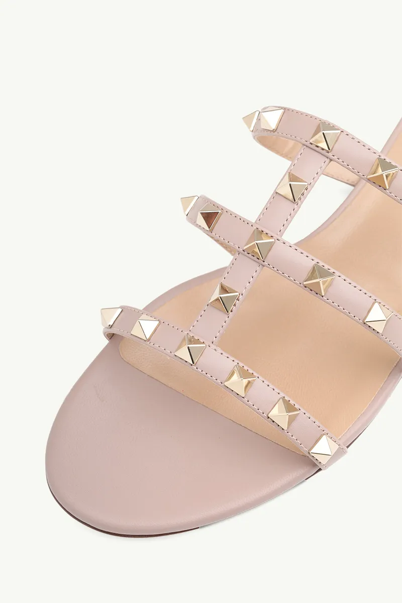 VALENTINO Rockstud Strappy Slides in Nude Poudre 4