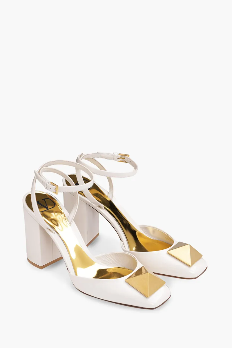 VALENTINO One Stud Pumps 90mm in Light Ivory Patent 1