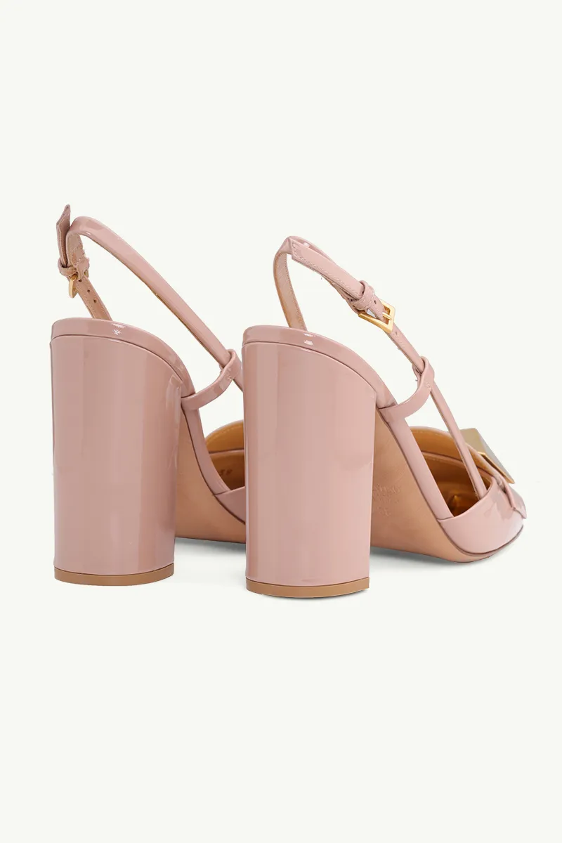 VALENTINO One Stud Slingback Pumps 100mm in Rose Cannelle Patent Leather 2