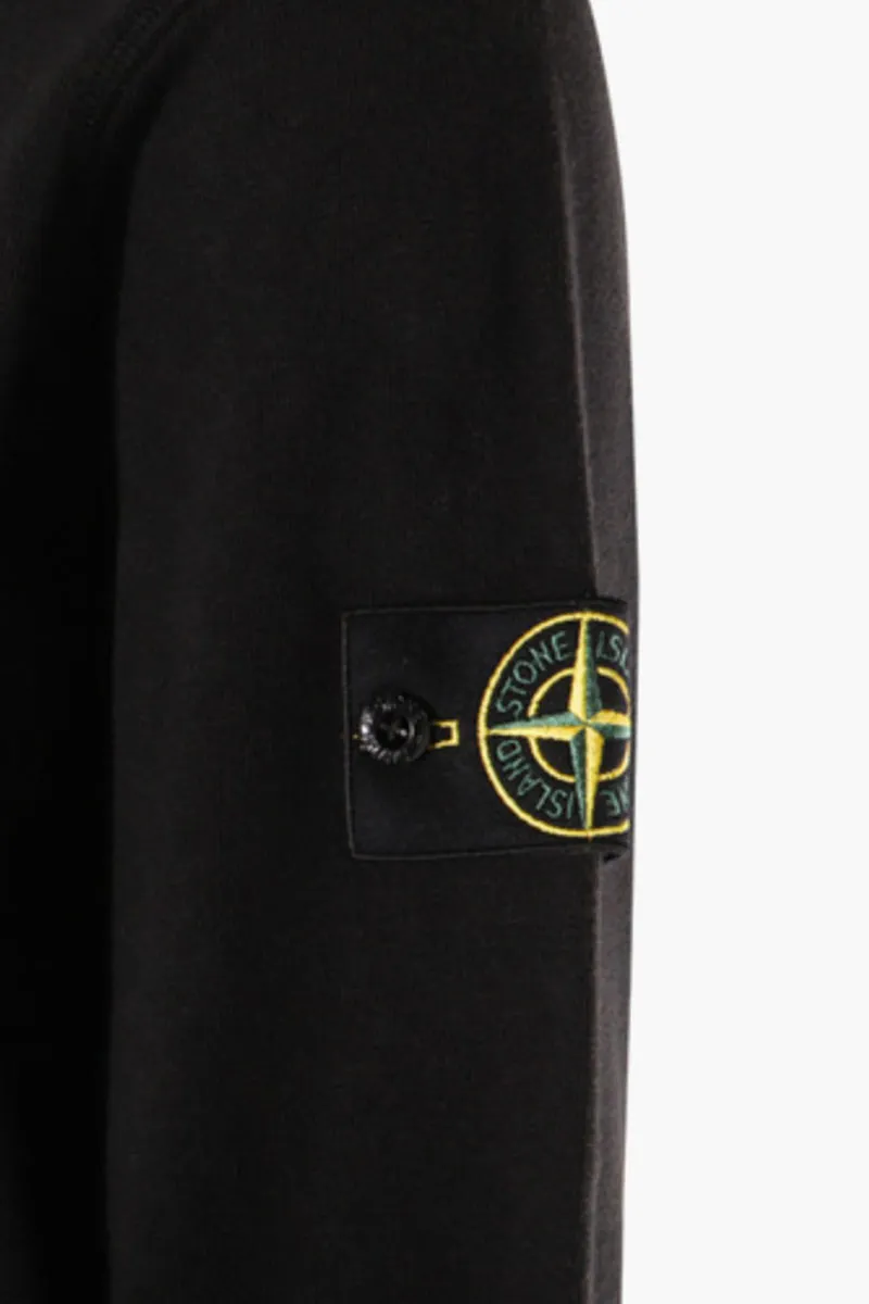 STONE ISLAND Men Malfie Fleece 'Old' Effect Sweatshirt in Black Cotton with Hoodie 2