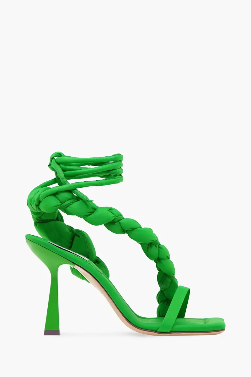 SEBASTIAN MILANO Women Untangled Ankle Strap Sandals 95mm in Green Nylon 0