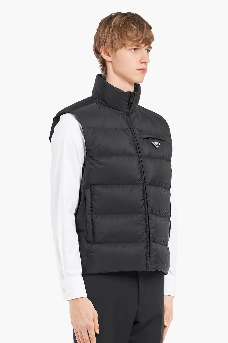 PRADA Re-Nylon Short Down Padded Vest in Black 3
