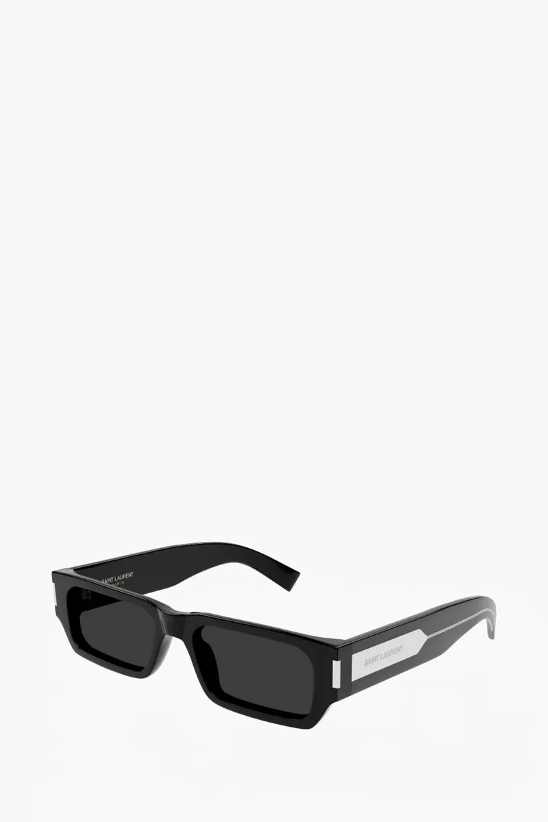 SAINT LAURENT SL 660 Rectangular Sunglasses in Black/Crystal/Black Acetate 1