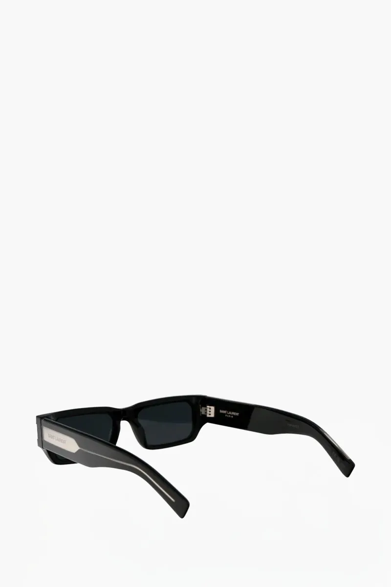 SAINT LAURENT SL 660 Rectangular Sunglasses in Black/Crystal/Black Acetate 2
