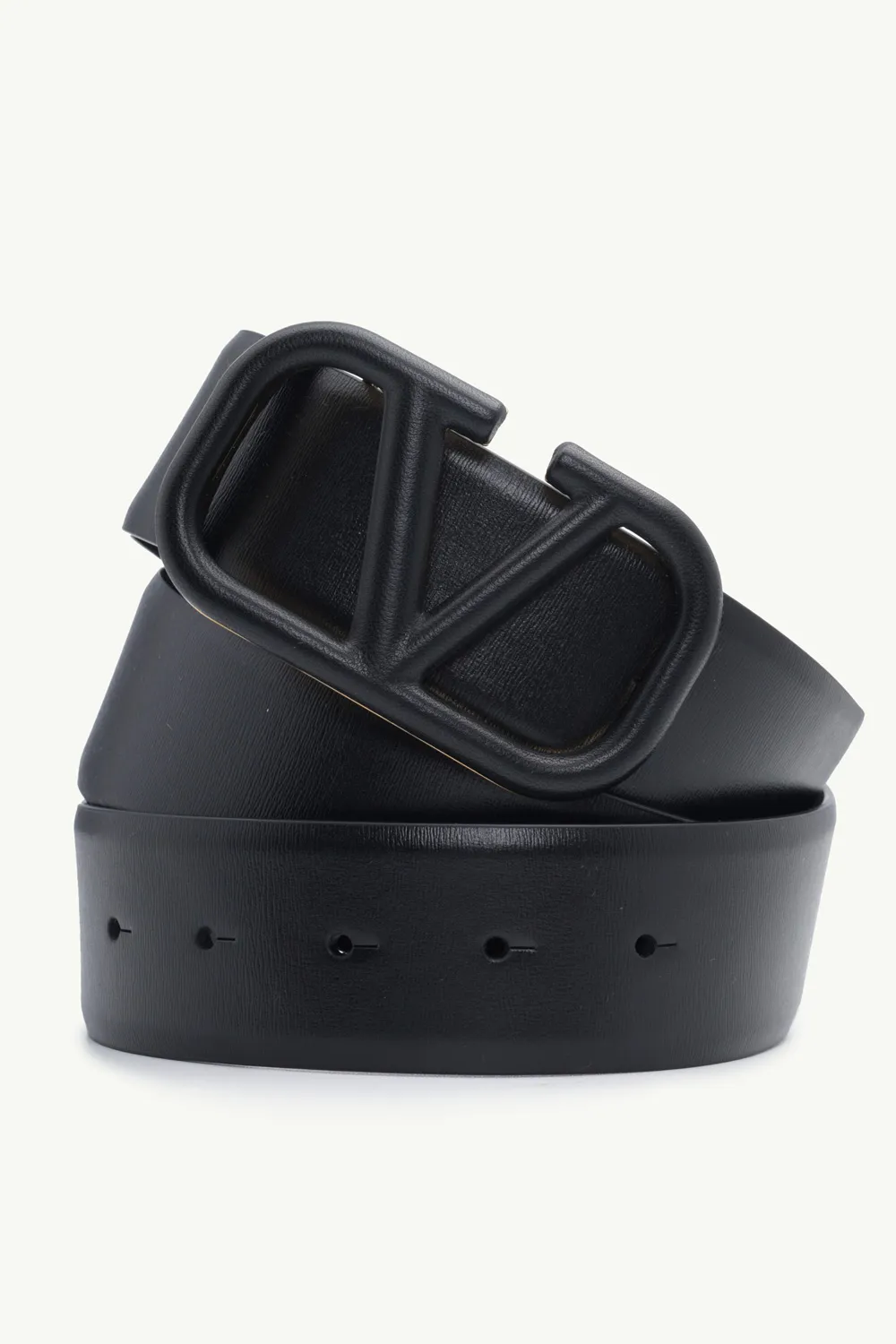 VALENTINO Women VLogo Signature Belt 4cm in All Black Calfskin GHW 1