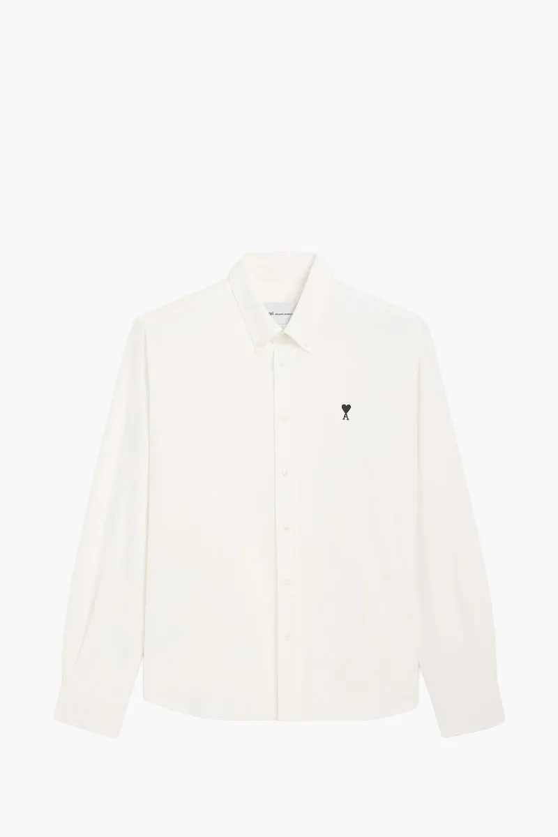 AMI Unisex Ami De Coeur Oxford Button-Down Collar Shirt in Natrual White Cotton 0