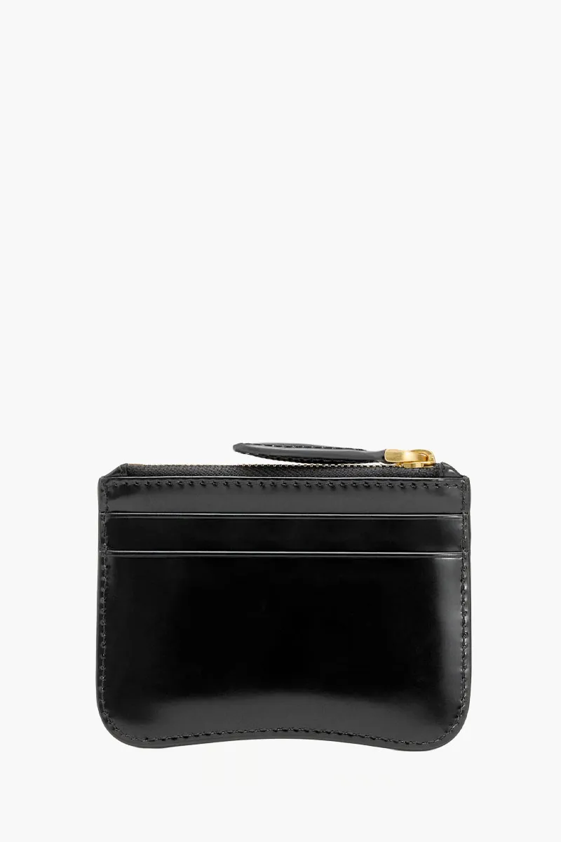 AMI Ami Paris Zip-Up Card Holder in Black Smooth Calfskin GHW 1