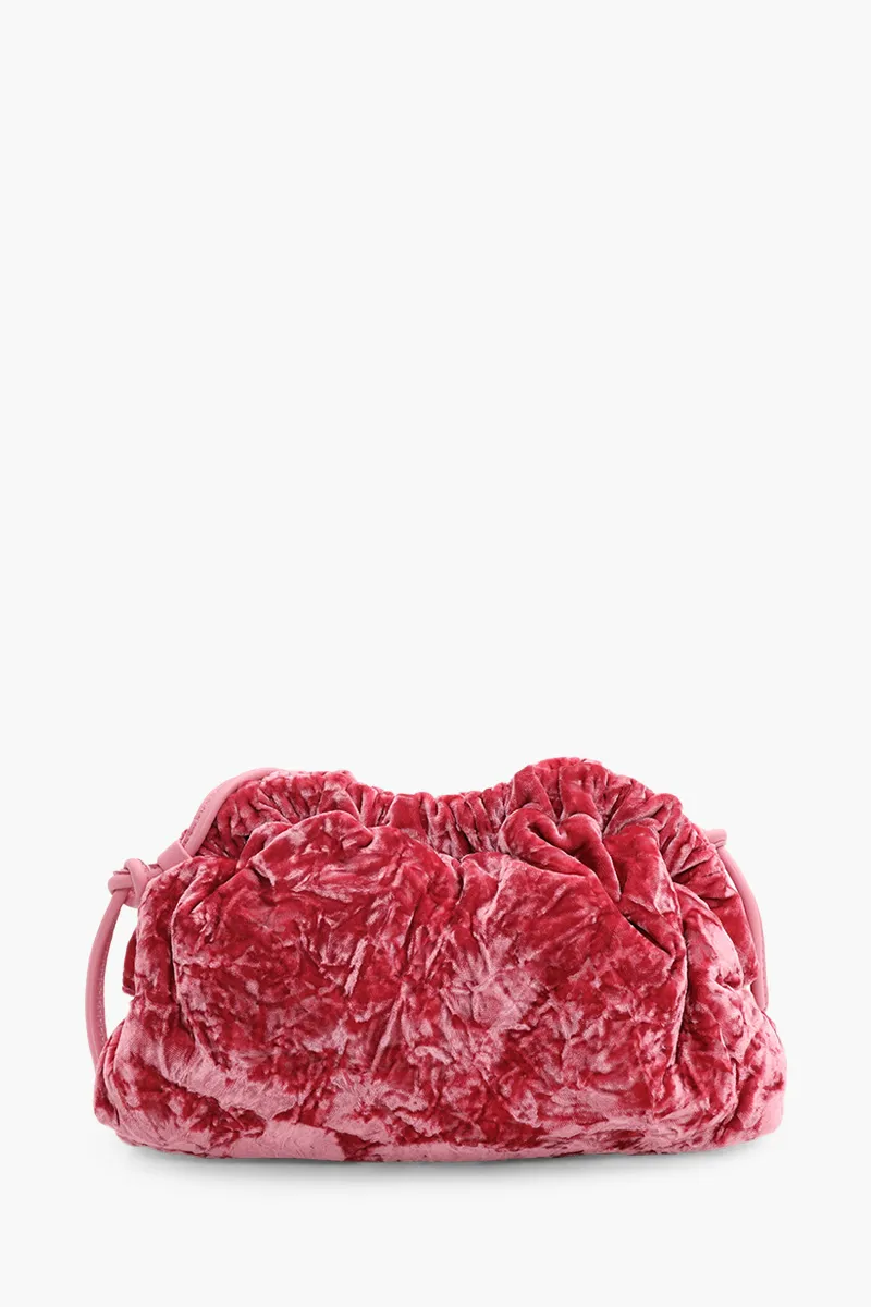 MANSUR GAVRIEL Mini Cloud Clutch in Flamingo Velvet Leather with Strap 1