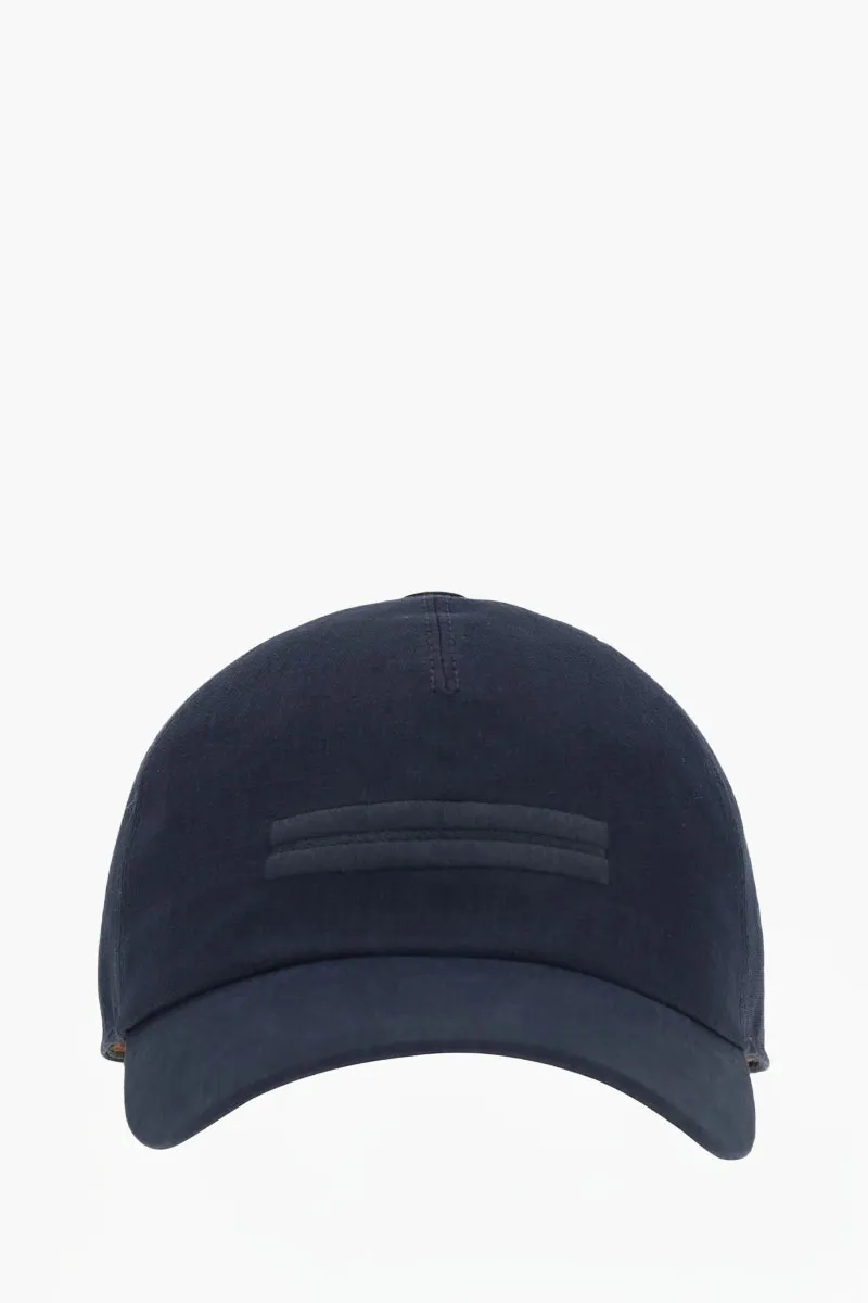 ZEGNA Oasi Lino Baseball Cap in Navy Linen 0