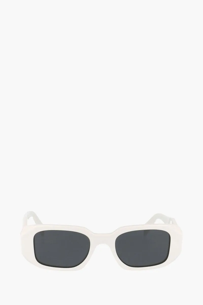 PRADA Rectangle Sunglasses in White/Grey Acetate
