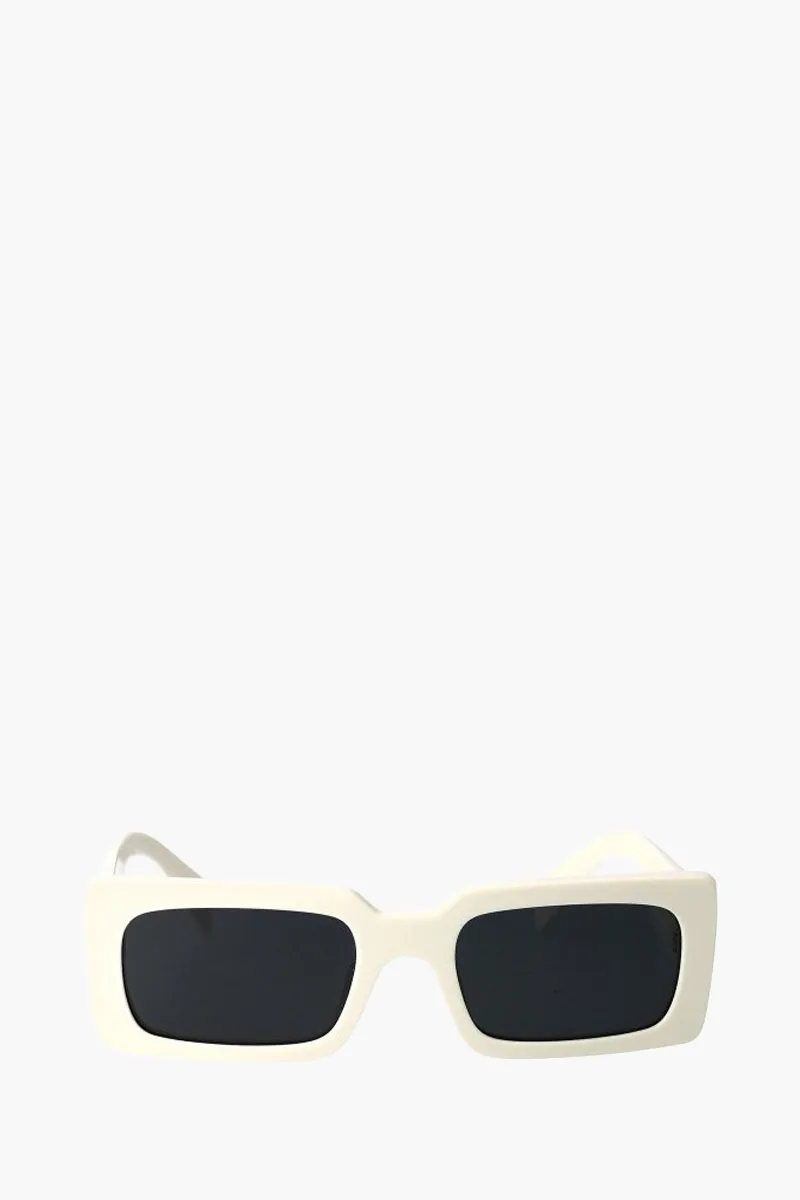 PRADA Women Rectangular Sunglasses in White/Dark Grey Acetate