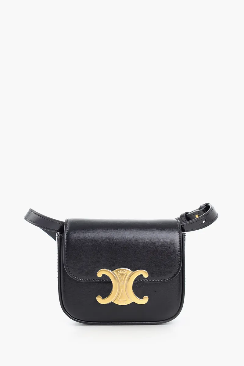 CELINE Women Mini Claude in Black Shiny Calfskin
