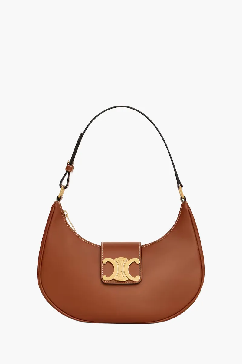 CELINE Medium Ava Triomphe Soft Flap Bag in Tan Smooth Calfskin