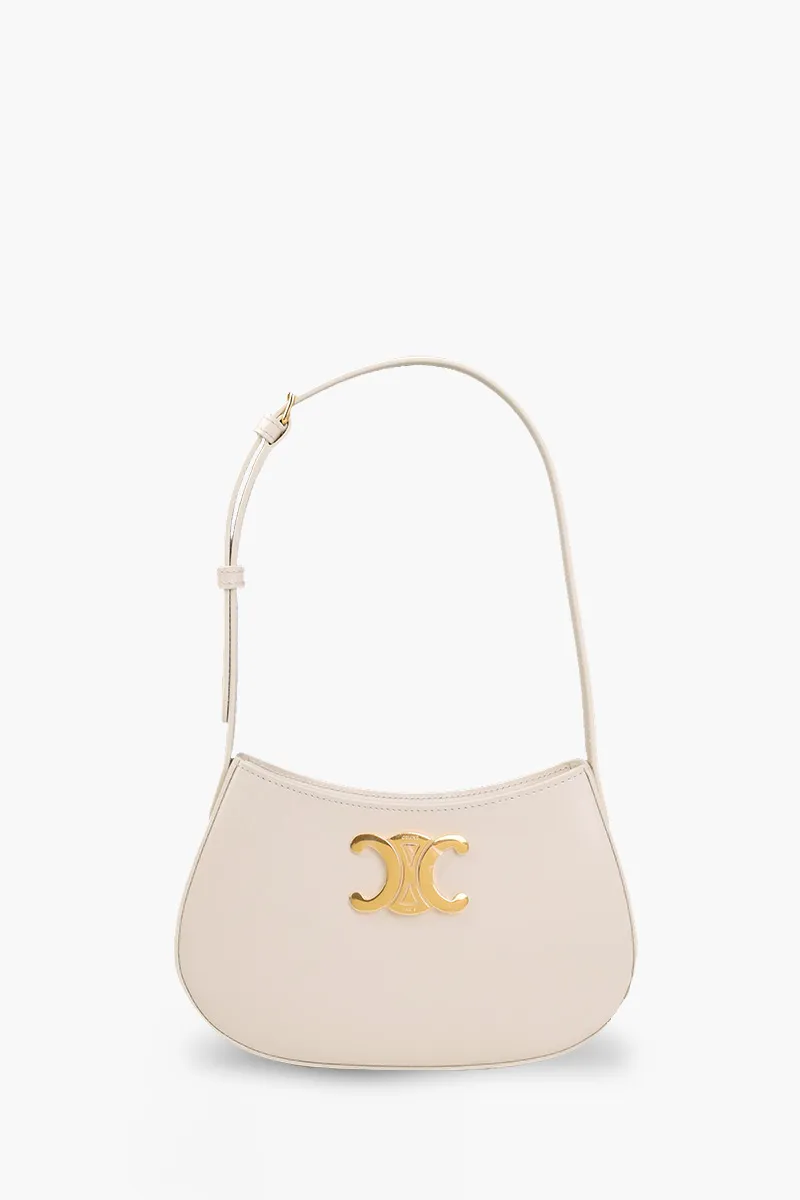 CELINE Medium Tilly Shoulder Bag in Rice Shiny Calfskin
