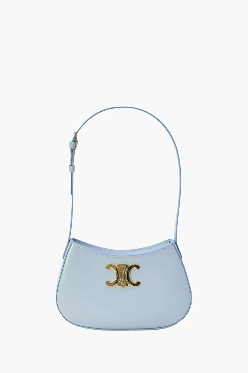 CELINE Medium Tilly Shoulder Bag in Pale Blue Shiny Calfskin