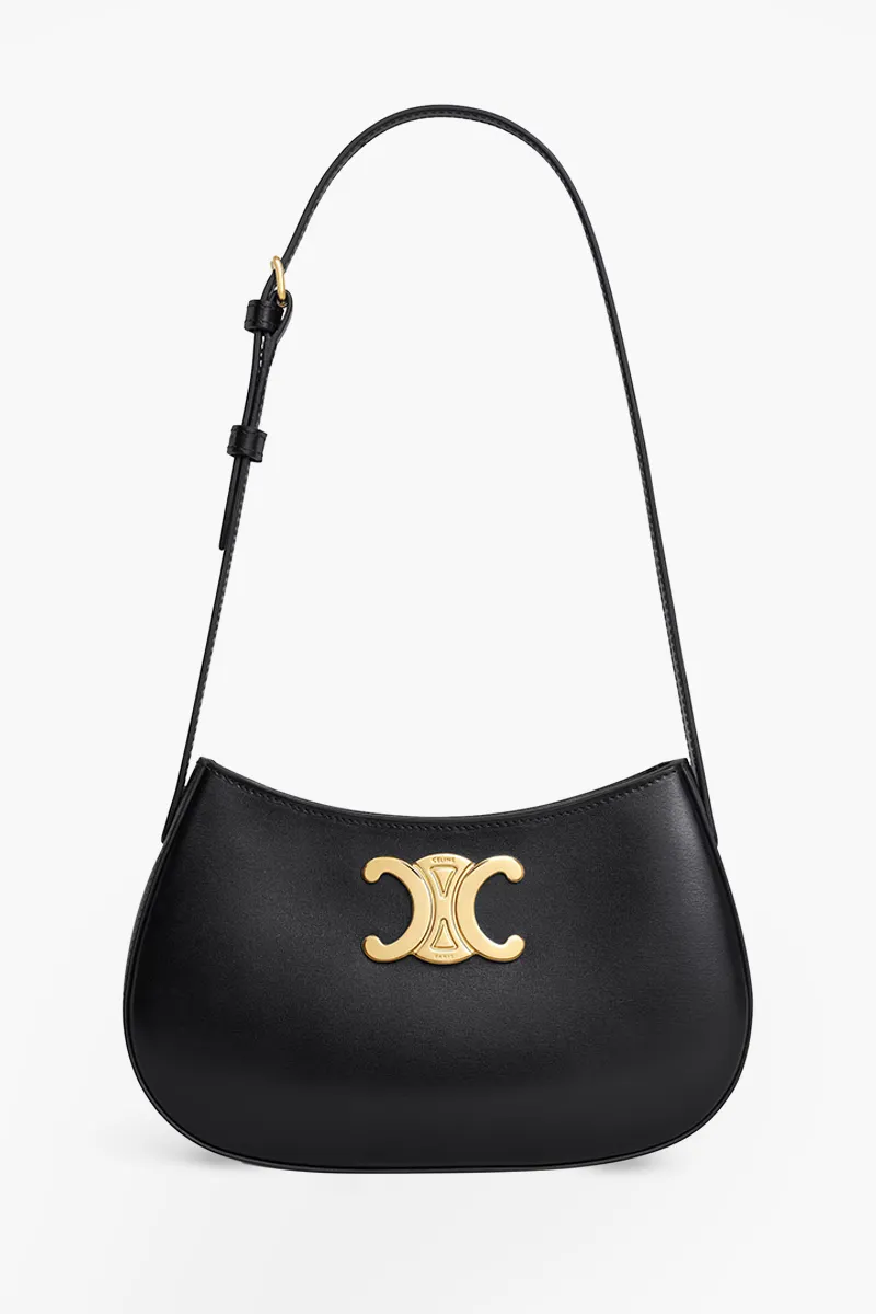CELINE Medium Tilly Shoulder Bag in Black Shiny Calfskin