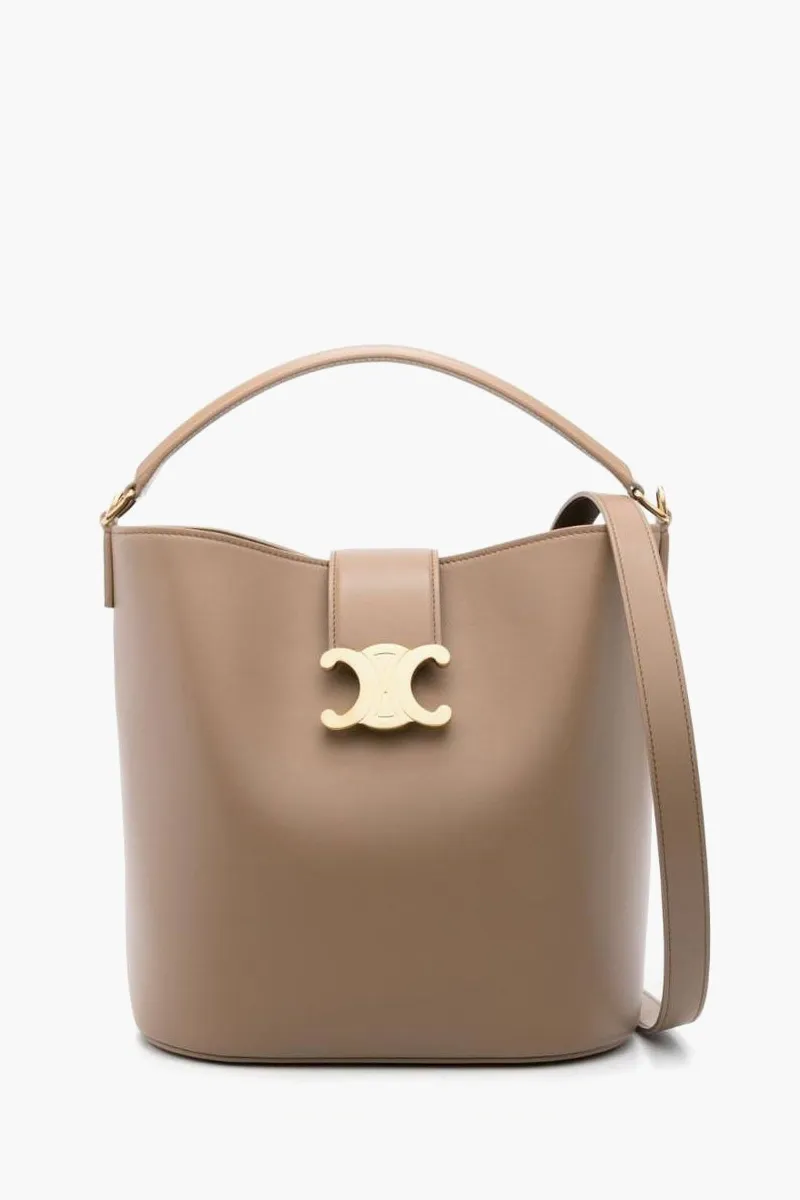 CELINE Medium Louise Bucket Bag in Smoked Brown Smooth Calfskin