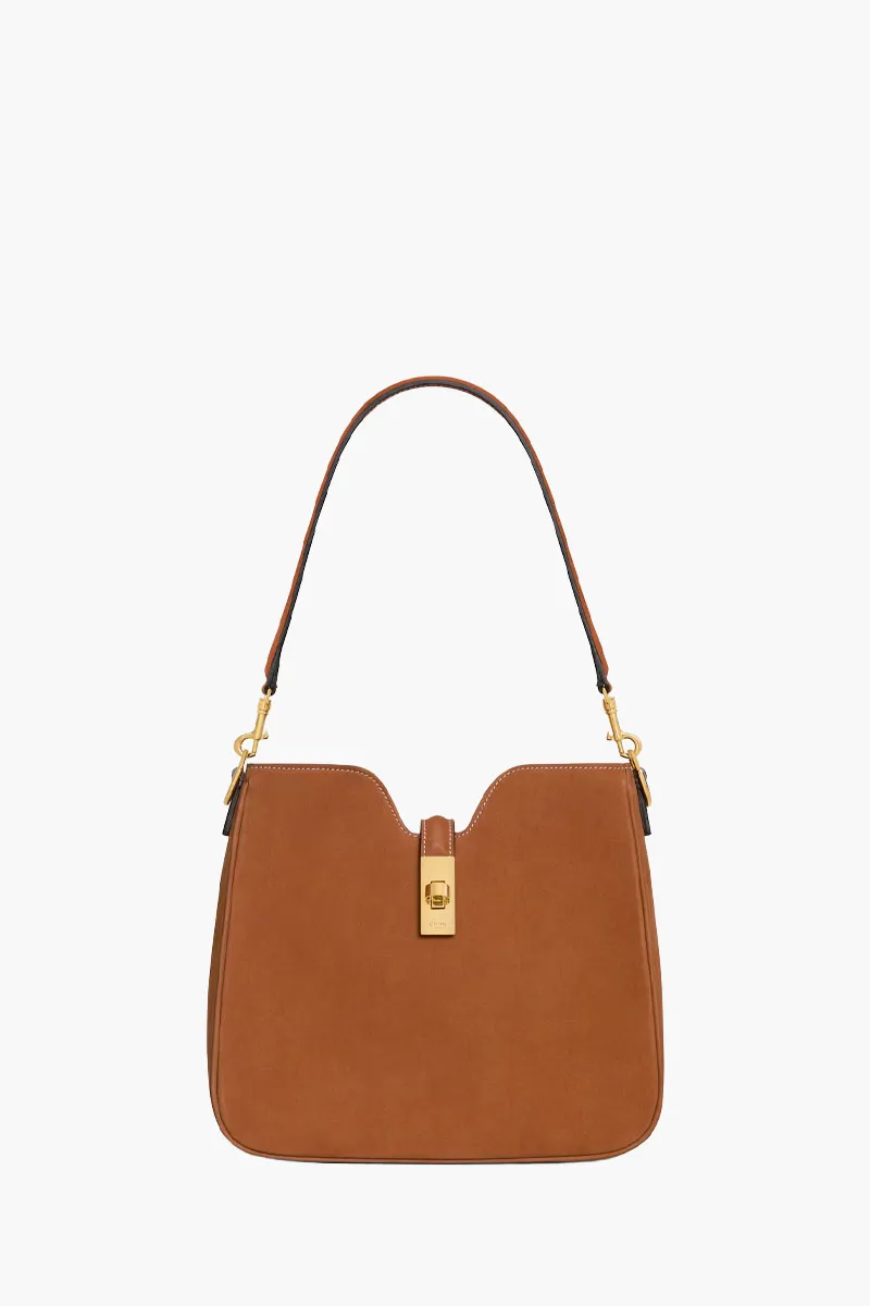 CELINE Small Camille 16 Soft Bag in Camel Nubuck Leather
