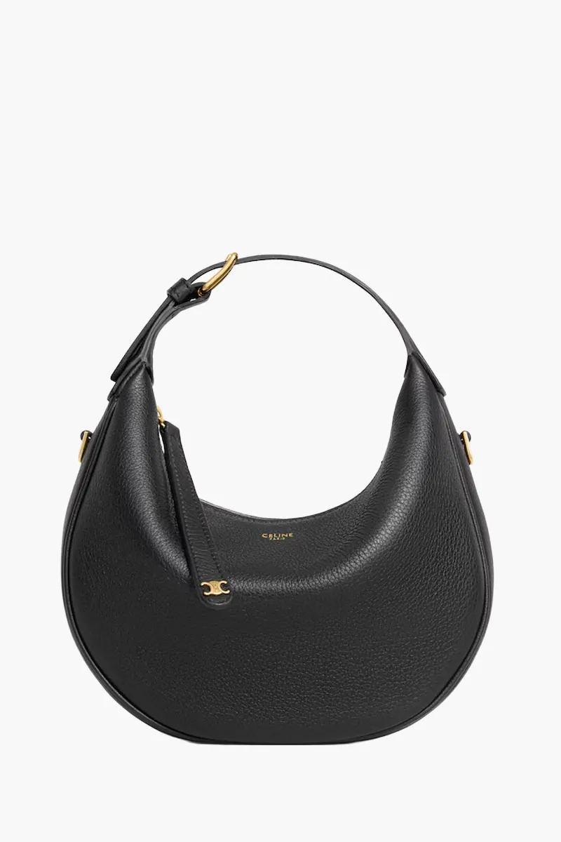 CELINE Teen Lulu Shoulder Bag in Black Grained Calfskin