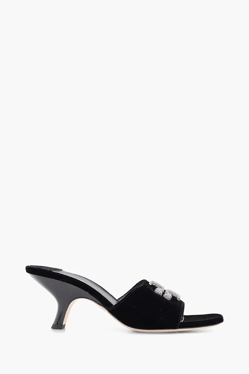 TORY BURCH Eleanor Pave Mules 65mm in Black Velvet