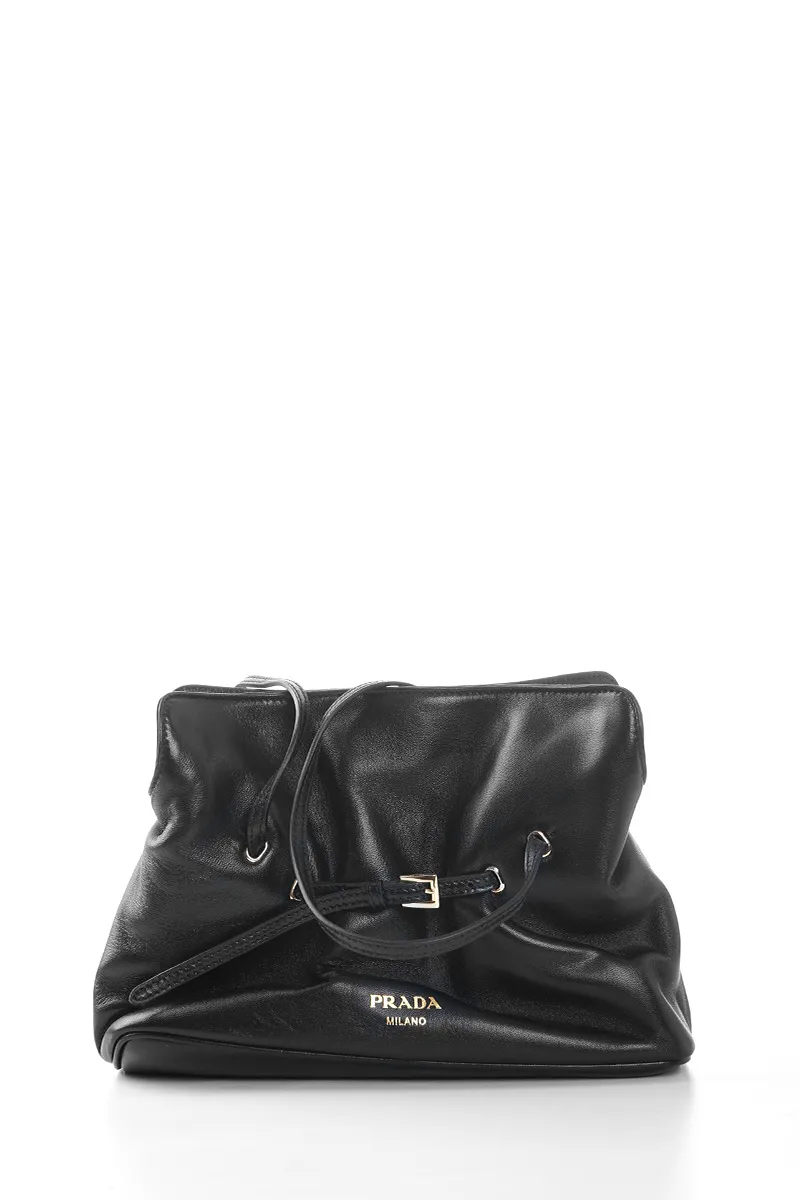 PRADA Small Dada Shoulder Bag in Black Nappa Leather