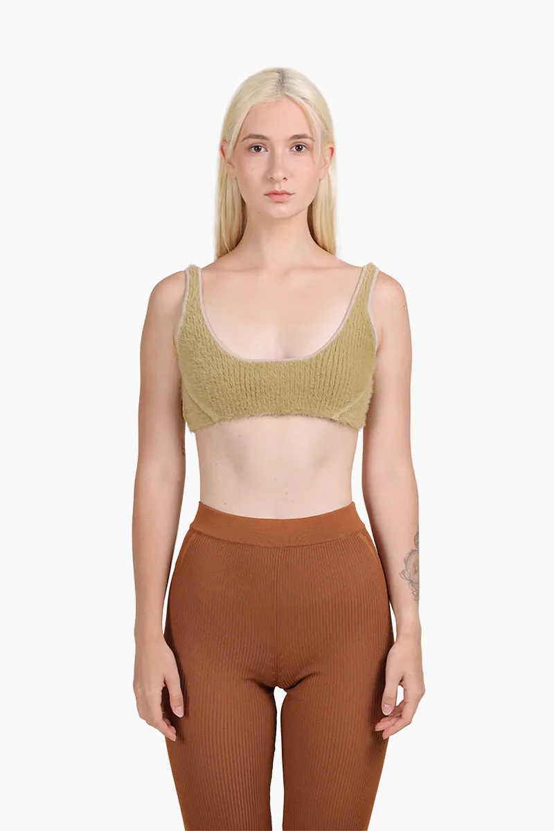JACQUEMUS Women Le Bandeau Ascosu Fluffy Bra in Light Brown