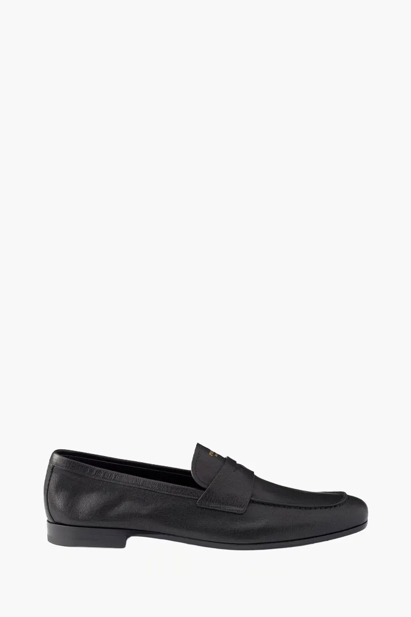 PRADA Men Logo On The Tongue Loafers in Black Leather