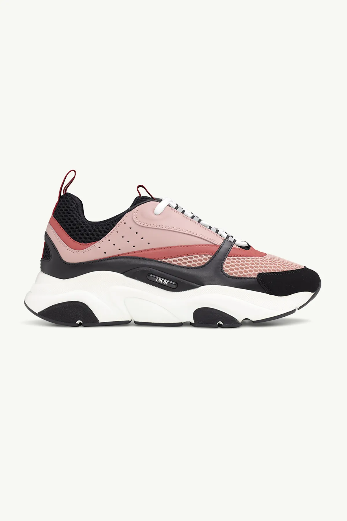 DIOR HOMME B22 Sneakers in Black/Pink Technical Mesh x Calfskin
