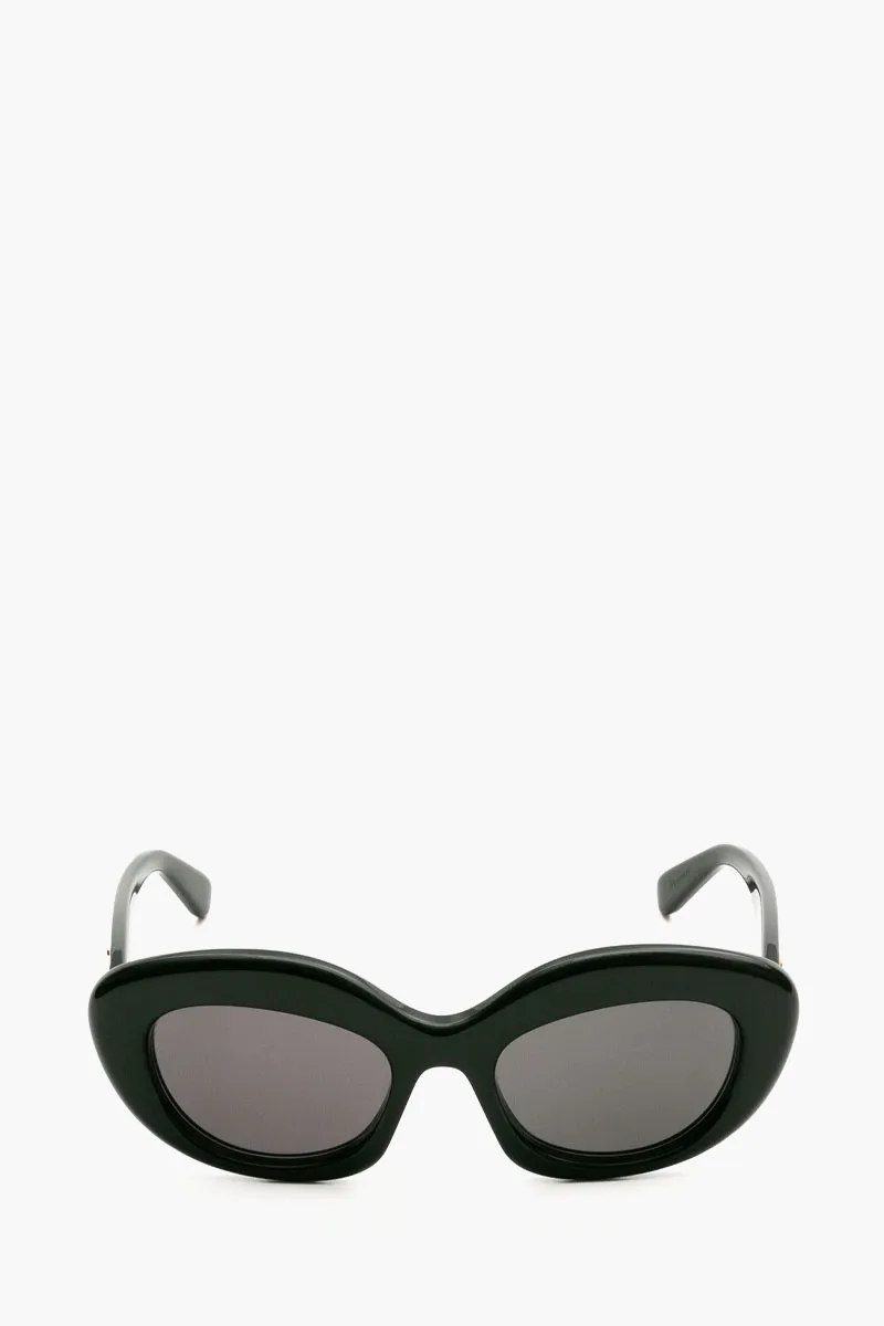 LOEWE Curvy Cat Eye Sunglasses in Black/Black Acetate