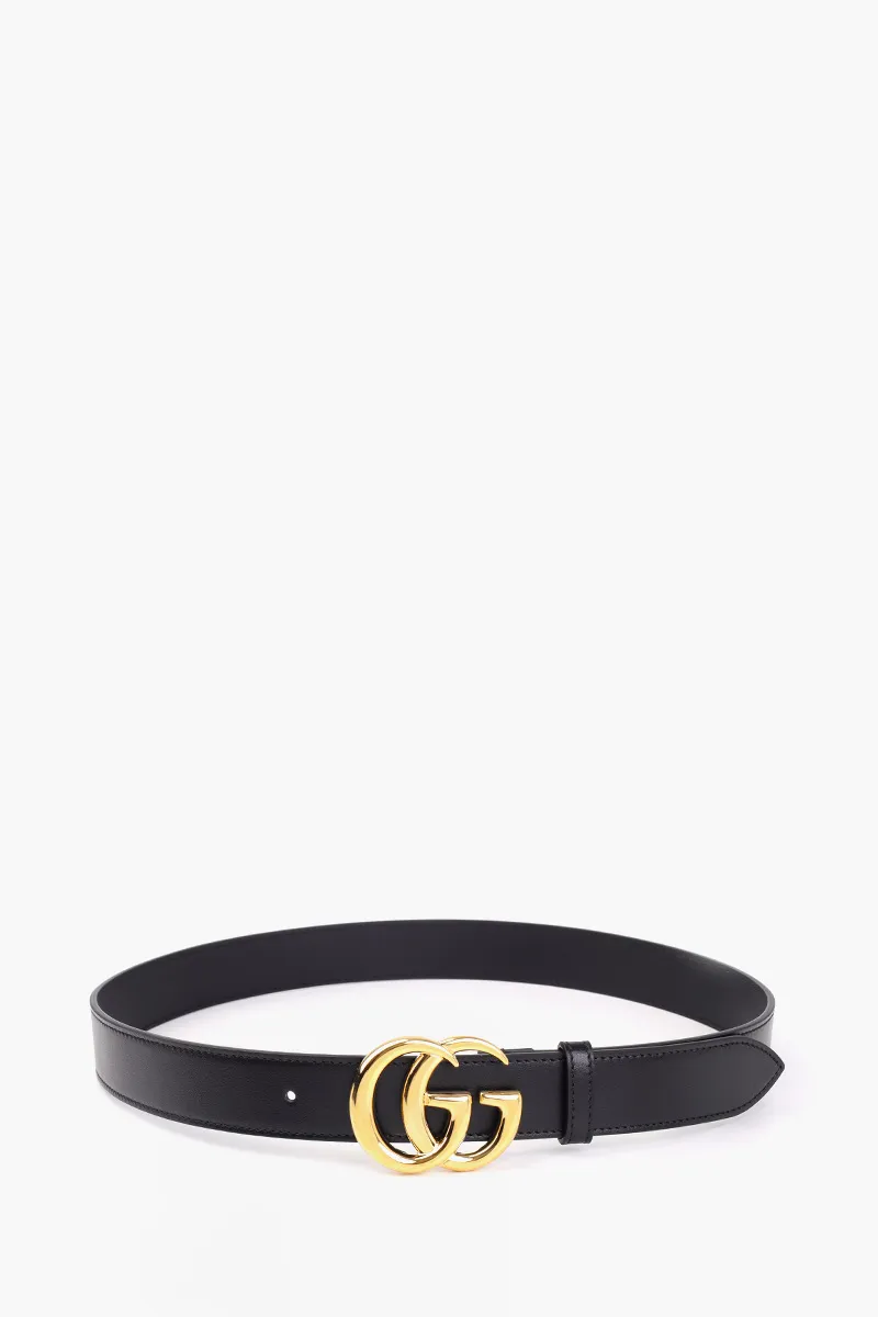 GUCCI GG Marmont Belt 3cm in Black  GHW with Shiny Buckle 