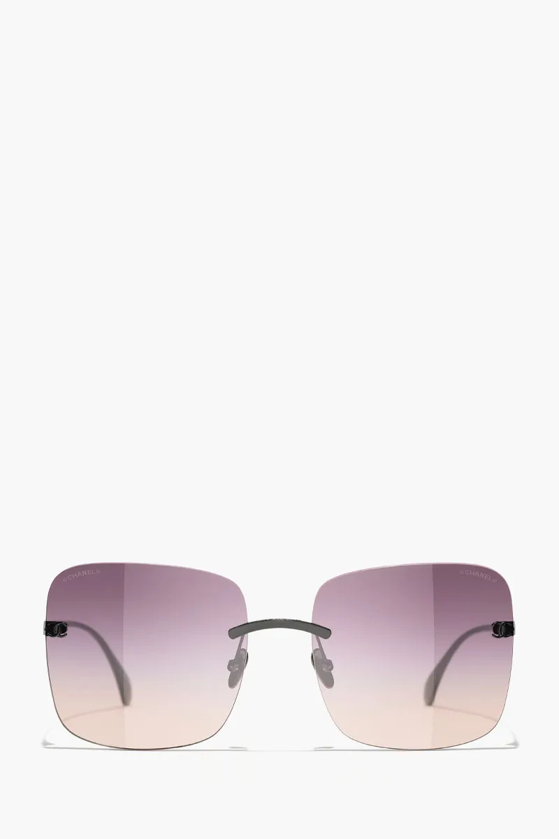 CHANEL Square Sunglasses in Titanium/Black